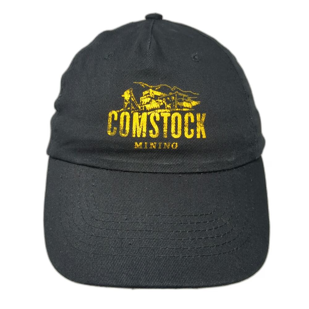 HitWear 5 Panel Black Hat One Size Strapback Comstock Mining Yellow Graphic